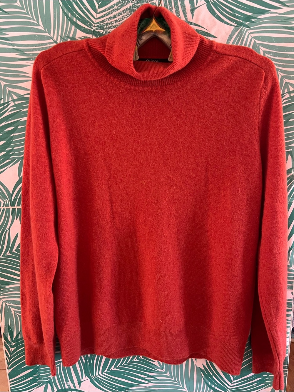 Quince Cashmere Fisherman burnt orange Turtleneck Sweater Sz L - Picture 1 of 7